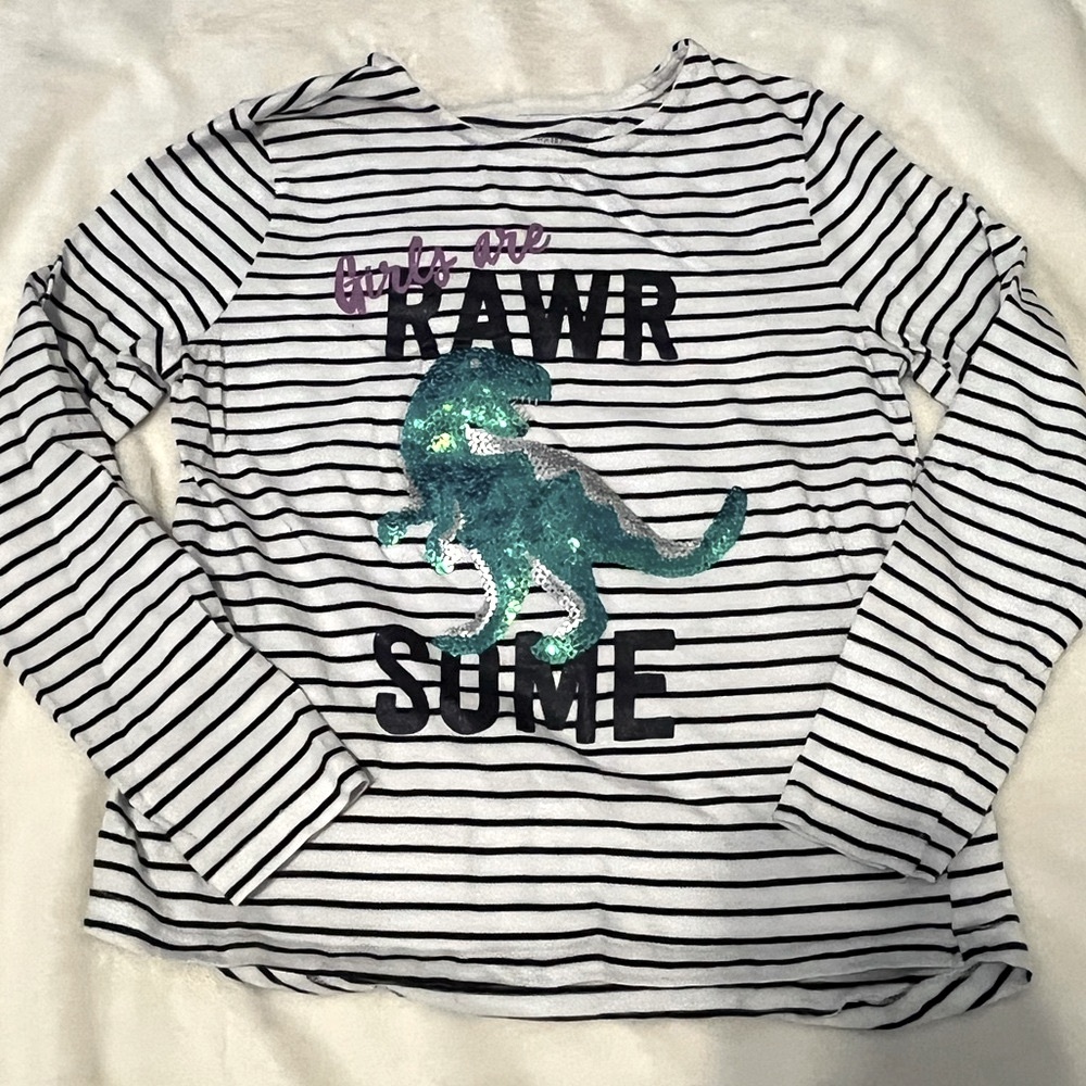 Rumi & Ryder Black and White Long Sleeve Tee “Girl’s are Rawr-Sume”